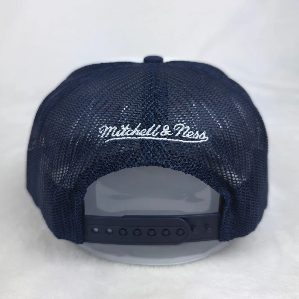 Atlanta Braves Mitchell & Ness Trucker‎ Hat Cap 3D Logo 5 Logos White Navy NWT